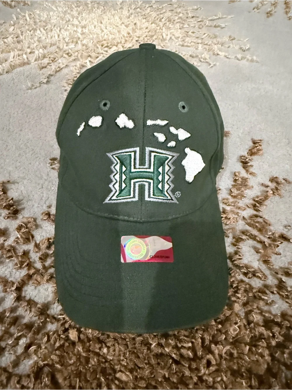 NWT Hawaii Rainbow Warriors Island Green NCAA Velcro Adjustable Strap Hat